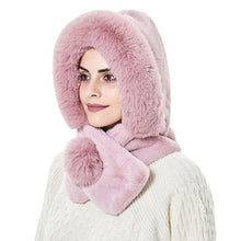 Load image into Gallery viewer, Winter Women 3 in 1 Knitted Ski Hat With Scarf Neck Warmer Fleece Lined Hood Face Mask Adult Balaclava For Outdoor Sports Balaclava Wind-Resistant Winter Face Mask Fleece Ski Mask for Men and Women Warm Face Cover Hat Cap Scarf