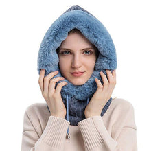 Load image into Gallery viewer, Winter Women 3 in 1 Knitted Ski Hat With Scarf Neck Warmer Fleece Lined Hood Face Mask Adult Balaclava For Outdoor Sports Balaclava Wind-Resistant Winter Face Mask Fleece Ski Mask for Men and Women Warm Face Cover Hat Cap Scarf