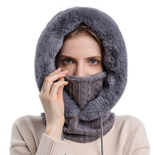 Load image into Gallery viewer, Winter Women 3 in 1 Knitted Ski Hat With Scarf Neck Warmer Fleece Lined Hood Face Mask Adult Balaclava For Outdoor Sports Balaclava Wind-Resistant Winter Face Mask Fleece Ski Mask for Men and Women Warm Face Cover Hat Cap Scarf