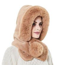 Load image into Gallery viewer, Winter Women 3 in 1 Knitted Ski Hat With Scarf Neck Warmer Fleece Lined Hood Face Mask Adult Balaclava For Outdoor Sports Balaclava Wind-Resistant Winter Face Mask Fleece Ski Mask for Men and Women Warm Face Cover Hat Cap Scarf