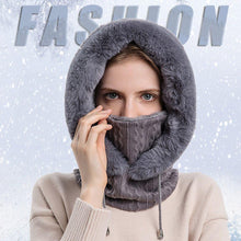 Load image into Gallery viewer, Winter Women 3 in 1 Knitted Ski Hat With Scarf Neck Warmer Fleece Lined Hood Face Mask Adult Balaclava For Outdoor Sports Balaclava Wind-Resistant Winter Face Mask Fleece Ski Mask for Men and Women Warm Face Cover Hat Cap Scarf