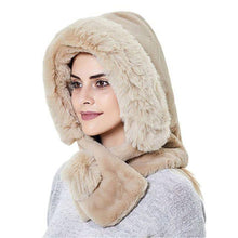 Load image into Gallery viewer, Winter Women 3 in 1 Knitted Ski Hat With Scarf Neck Warmer Fleece Lined Hood Face Mask Adult Balaclava For Outdoor Sports Balaclava Wind-Resistant Winter Face Mask Fleece Ski Mask for Men and Women Warm Face Cover Hat Cap Scarf