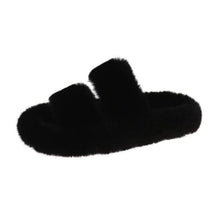Load image into Gallery viewer, Winter Women House Furry Slippers Fashion Faux Fur Warm Shoes Slip On Flats Home Slides Plush Indoor Furry Cozy Open Toe House Shoes Indoor Outdoor Faux Fur Warm Comfy Slippers