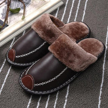 Load image into Gallery viewer, Winter Women Slippers Leather Home House Indoor Non-Slip Thermal Shoes Men Warm Furry Slippers Winter House Slippers Comfy Warm Indoor Outdoor Memory Foam Non Slip Home Bedroom Shoes