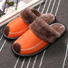 Load image into Gallery viewer, Winter Women Slippers Leather Home House Indoor Non-Slip Thermal Shoes Men Warm Furry Slippers Winter House Slippers Comfy Warm Indoor Outdoor Memory Foam Non Slip Home Bedroom Shoes