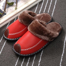 Load image into Gallery viewer, Winter Women Slippers Leather Home House Indoor Non-Slip Thermal Shoes Men Warm Furry Slippers Winter House Slippers Comfy Warm Indoor Outdoor Memory Foam Non Slip Home Bedroom Shoes