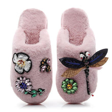 Load image into Gallery viewer, Winter Women Slippers Warm Plush Luxury Flip Flops Fur Slides Flat Lightweight Soft Indoor Slippers Soft Warm Memory Foam Slippers Faux Fur Lined Fluffy Slip On House Shoes