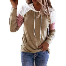 Load image into Gallery viewer, Winter Women’s Fashion Casual Sweatshirts Long Sleeve Hooded Pullover Loose Block Color Pockets Sweatshirts