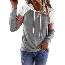 Load image into Gallery viewer, Winter Women’s Fashion Casual Sweatshirts Long Sleeve Hooded Pullover Loose Block Color Pockets Sweatshirts