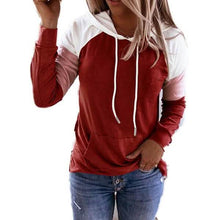 Load image into Gallery viewer, Winter Women’s Fashion Casual Sweatshirts Long Sleeve Hooded Pullover Loose Block Color Pockets Sweatshirts
