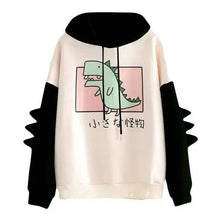 Load image into Gallery viewer, Winter Womens Hoodies Sweatshirt Dinosaur Print Long Sleeve Patchwork Tracksuit Oversize Pullover Hoodies Women Hoodies for Teen Girls Printed Cute Hooded Sweatshirt Junior Sports Outerwear Long Sleeve Hooded Pullovers Tops