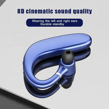 Load image into Gallery viewer, Wireless Blue Earhook Bluetooth Headphones Business Office Bluetooth 5.0 Over Ear Earphone Stereo Single Earbud With Mic HiFi Headphone Single Ear Headset Super Long Standby Noise Reduction Earpiece Compatible With Smartphones