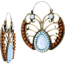 Load image into Gallery viewer, Blue Gem Brown Orb Southwest Debutante Tunnel Plug Earrings