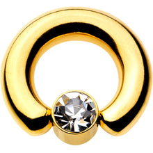 Load image into Gallery viewer, 2G 9/16 Clear Gem 8mm Disc Gold IP BCR Captive Ring