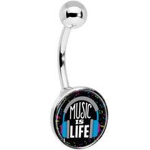 Load image into Gallery viewer, Music is Life Headphones Belly Ring