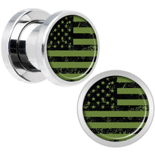 Load image into Gallery viewer, Green American Flag Steel Screw Fit Plug Set 5mm to 20mm