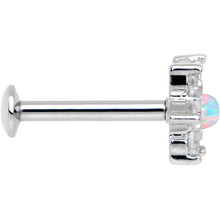 Load image into Gallery viewer, 5/16 White Faux Opal Internally Threaded Star Flower Labret Monroe