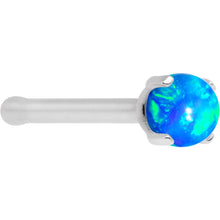 Load image into Gallery viewer, 20G Blue Faux Opal Pronged Stainless Steel Nose Bone