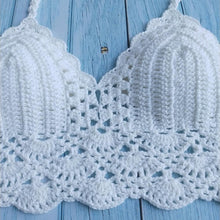 Load image into Gallery viewer, Woman Bikini Top Crochet Knit Separate Female Women Comfortable Beach Crochet Crop Summer Halter Tank Top Beach Knit Bra Beachwear Plus Size Bathing Suits Summer Beach Crochet Crop Tank Top
