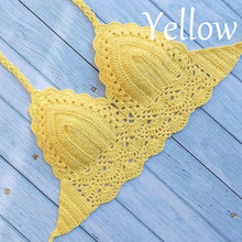 Load image into Gallery viewer, Woman Bikini Top Crochet Knit Separate Female Women Comfortable Beach Crochet Crop Summer Halter Tank Top Beach Knit Bra Beachwear Plus Size Bathing Suits Summer Beach Crochet Crop Tank Top