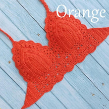 Load image into Gallery viewer, Woman Bikini Top Crochet Knit Separate Female Women Comfortable Beach Crochet Crop Summer Halter Tank Top Beach Knit Bra Beachwear Plus Size Bathing Suits Summer Beach Crochet Crop Tank Top