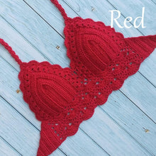 Load image into Gallery viewer, Woman Bikini Top Crochet Knit Separate Female Women Comfortable Beach Crochet Crop Summer Halter Tank Top Beach Knit Bra Beachwear Plus Size Bathing Suits Summer Beach Crochet Crop Tank Top