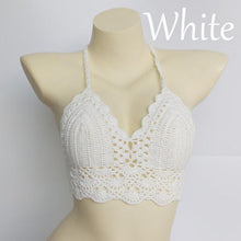 Load image into Gallery viewer, Woman Bikini Top Crochet Knit Separate Female Women Comfortable Beach Crochet Crop Summer Halter Tank Top Beach Knit Bra Beachwear Plus Size Bathing Suits Summer Beach Crochet Crop Tank Top