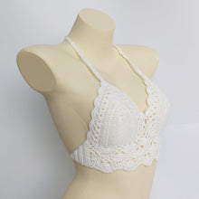 Load image into Gallery viewer, Woman Bikini Top Crochet Knit Separate Female Women Comfortable Beach Crochet Crop Summer Halter Tank Top Beach Knit Bra Beachwear Plus Size Bathing Suits Summer Beach Crochet Crop Tank Top
