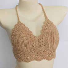 Load image into Gallery viewer, Woman Bikini Top Crochet Knit Separate Female Women Comfortable Beach Crochet Crop Summer Halter Tank Top Beach Knit Bra Beachwear Plus Size Bathing Suits Summer Beach Crochet Crop Tank Top