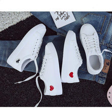 Load image into Gallery viewer, Woman Fashion New PU Leather Shoes Breathable Cute Heart Flats Casual White Sneakers Platform Tenis Comfortable Shoes Leather Womens Sneakers