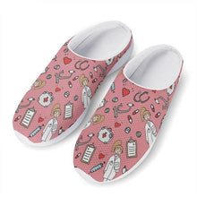 Load image into Gallery viewer, Women Beach Home Slippers Fashion Nurse Shoes Medical Doctor Sandals Summer Mesh Flats Sandals Lightweight Garden Clogs Quick-Drying Non-Slip Nurse Shoes For Women Home House Waterproof Slippers
