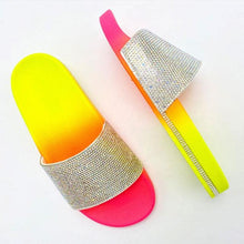 Load image into Gallery viewer, Women Beach Rubber Slippers Shoes Woman Flip Flops Rhinestone Sildes Candy Sandals Outdoor Flats Cute Sandals For Women Casual Summer Women Comfort Slip-On Sandal