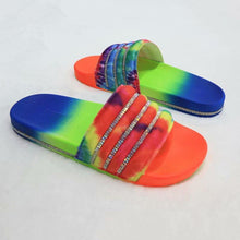 Load image into Gallery viewer, Women Beach Rubber Slippers Shoes Woman Flip Flops Rhinestone Sildes Candy Sandals Outdoor Flats Cute Sandals For Women Casual Summer Women Comfort Slip-On Sandal
