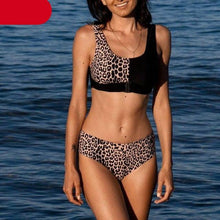 Load image into Gallery viewer, Women Bikini Set Leopard Swimwear Women High Waist String Floral Printed 2 Piece Bathing Suits Women Patchwork Swimsuits Push Up Printed Bikinis Buckle Front Beach Wear