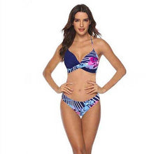 Load image into Gallery viewer, Women Bikini Set Push Up Female Swimsuit Swimwear Swim Two Piece Brazilian Bathing Suit Large Plus Size Women's Twist Front High Waist Bikini Swimsuit Drawstring Tie Side Bottom Two Piece Bathing Suit