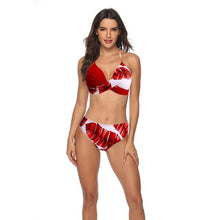 Load image into Gallery viewer, Women Bikini Set Push Up Female Swimsuit Swimwear Swim Two Piece Brazilian Bathing Suit Large Plus Size Women's Twist Front High Waist Bikini Swimsuit Drawstring Tie Side Bottom Two Piece Bathing Suit