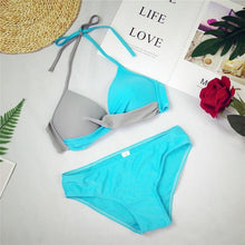 Load image into Gallery viewer, Women Bikini Set Push Up Female Swimsuit Swimwear Swim Two Piece Brazilian Bathing Suit Large Plus Size Women's Twist Front High Waist Bikini Swimsuit Drawstring Tie Side Bottom Two Piece Bathing Suit