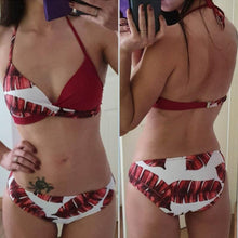 Load image into Gallery viewer, Women Bikini Set Push Up Female Swimsuit Swimwear Swim Two Piece Brazilian Bathing Suit Large Plus Size Women's Twist Front High Waist Bikini Swimsuit Drawstring Tie Side Bottom Two Piece Bathing Suit