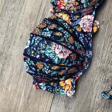 Load image into Gallery viewer, Women Bikini Swimsuit Bandage Floral Print Swimwear Split Bathing Suit Swimsuit Women Two 2 Piece Split Swimsuit Bandage Bikini Sets Halter Tops Bottoms Strapless Swimwear