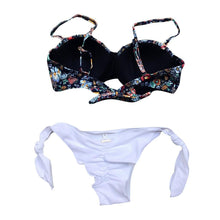 Load image into Gallery viewer, Women Bikini Swimsuit Bandage Floral Print Swimwear Split Bathing Suit Swimsuit Women Two 2 Piece Split Swimsuit Bandage Bikini Sets Halter Tops Bottoms Strapless Swimwear