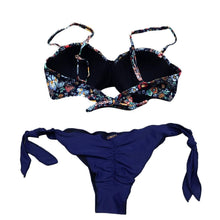 Load image into Gallery viewer, Women Bikini Swimsuit Bandage Floral Print Swimwear Split Bathing Suit Swimsuit Women Two 2 Piece Split Swimsuit Bandage Bikini Sets Halter Tops Bottoms Strapless Swimwear