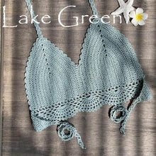 Load image into Gallery viewer, Women Bikinis Knitted Cotton Swimsuit Women Swimwear Women Bra And Bottom Black Knitted Bikini Top Summer Beach Breast Wrap Handmade Crop Top And Bottom Summer Bathing Suit Fashion Beachwear