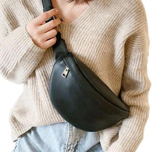 Load image into Gallery viewer, Women Black PU Leather Chest Luxurious Bags Fashionable Crossbody Waist Purse Unisex Fanny Bag Modern Traveling Bag