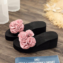 Load image into Gallery viewer, Women Bow Summer Sandals Slipper Indoor Outdoor Flip-flops Beach Shoes New Fashion Casual Flower Slipper High Heeled Bow-Knot Platform Flip Flops Beach Sandals Fashion Summer Slippers