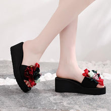 Load image into Gallery viewer, Women Bow Summer Sandals Slipper Indoor Outdoor Flip-flops Beach Shoes New Fashion Casual Flower Slipper High Heeled Bow-Knot Platform Flip Flops Beach Sandals Fashion Summer Slippers