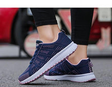 Load image into Gallery viewer, Women Casual Fashion Breathable Walking Mesh Flat Shoes White Sneakers Summer New Fashion Women's Vulcanized Running Sneakers Walking Tennis Shoes