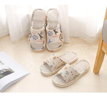 Load image into Gallery viewer, Women Casual Floral Home Slippers Soft Non-slip Foam Bottom Slippers Spring Autumn Indoor Couple Linen Slipper Flip Flops Slides Slip-On Indoor Slippers For Women Soft Womens Flannel Home Bedroom Slippers