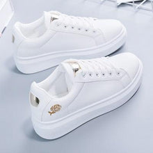Load image into Gallery viewer, Women Casual New Spring Sneakers Fashion Embroidered White Sneakers Breathable Flower Lace-Up Leather Casual Sports Flat Low Top Sneaker
