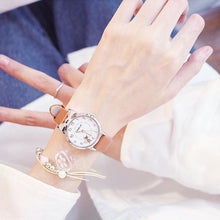 Load image into Gallery viewer, Women Charming Watch Set Pink Leather Strap Student Watch Children Black Cat Leather Strap And Round Dial Quartz Watches For Women Cat Dial With Stainless Steel Dial Quartz Watch