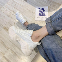 Load image into Gallery viewer, Women Chunky Sneakers Casual Vulcanized Woman High Platform Sneakers Lace Up White Sneakers White Shoes Autumn Winter Fashion Platform High Quality Sneakers